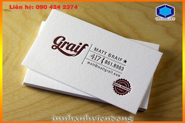 In dập nổi, mạ nhũ card visit giá rẻ Hà Nội | Tại Quảng Ninh | In nhanh Lay ngay Ha Noi HCM, Cung cap Tui, Hop dung qua