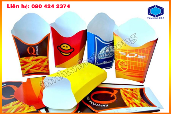 Địa chỉ cung cấp vỏ hộp đựng khoai tây chiên rẻ, đẹp, chất lượng | Làm bao bì đựng đồ dùng khách sạn nhanh rẻ | In nhanh Lay ngay Ha Noi HCM, Cung cap Tui, Hop dung qua